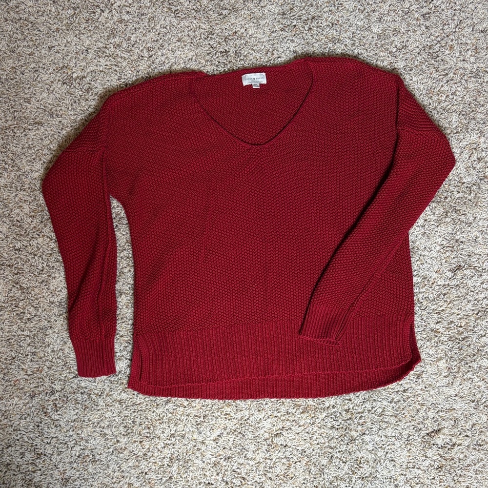 Lucky Brand Women's Crimson V-Neck Knit Sweater